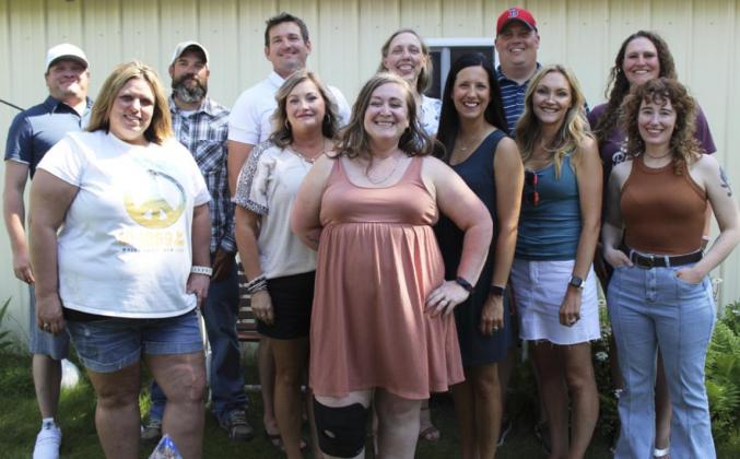 Class of 2000 - 21 years: back, l-r: Patrick Sullivan, James Warren, Trent LaBore, Stephanie Wright Guy, T.J. Swendener, Melissa Phillips Shepherd. Front: Laci Dady, Denise Hampton Hoyt, Nicci Boots, Maria Younkin Kruse, Dana Hampton Forsberg, DeeDee Neumeyer Oltmer. Not pictured: Heidi Hastings Coleman and Travis Warren.