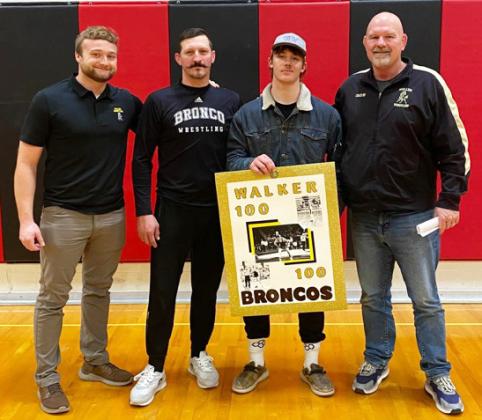 Cooper Walker with his coaches, l-r: Assistants Ty Kvanvig, Bo Pettit and Head Coach Russ Monette. courtesy photo