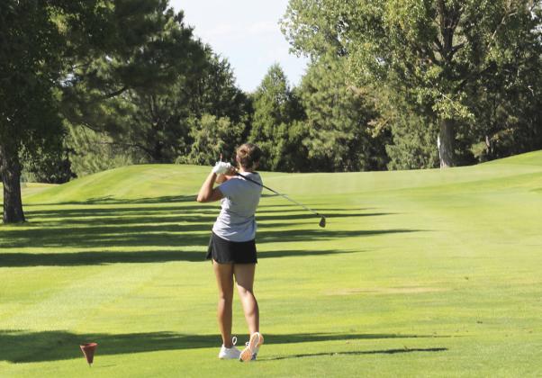 Austin Deibler tees off during the Chappell meet last week. Maci Walz