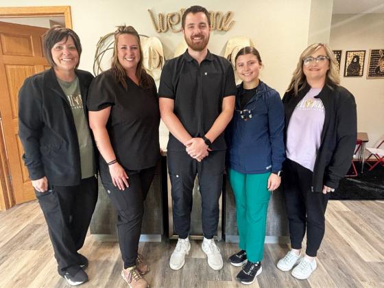 Maple Park Dental Associates’ staff in the Mullen office are pictured last Tuesday, July 22, l-r: Teresa Creasman, Connie Frye, Dr. Adam Mackley, Emma Vasquez and Denise Hoyt. Gerri Peterson