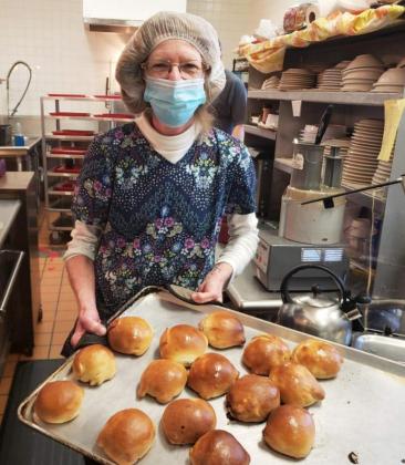 Dietary Manager Tammy Dancer and her homemade runzas, which were delicious!