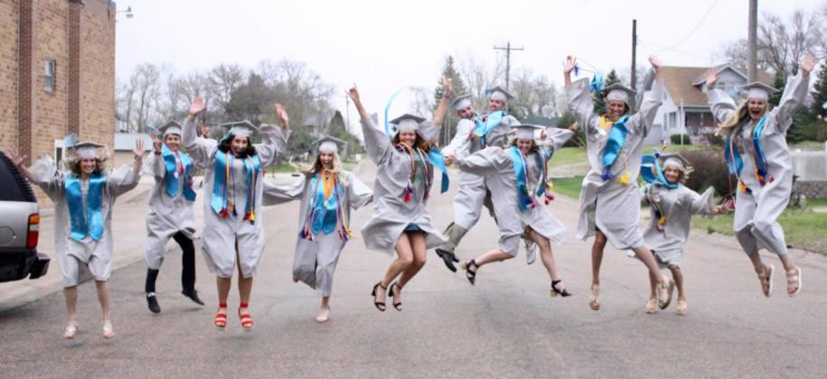 They’re done! The MHS seniors on graduation day, l-r: Isabel Williams, Hayden Jennings, Michelle Brown, Hanna Marshall, Kylie Licking, Bryce McIntosh, Brendon Walker, Lindey Coble, Brooke McCully, Josey French, Samantha Moore. Sue Licking