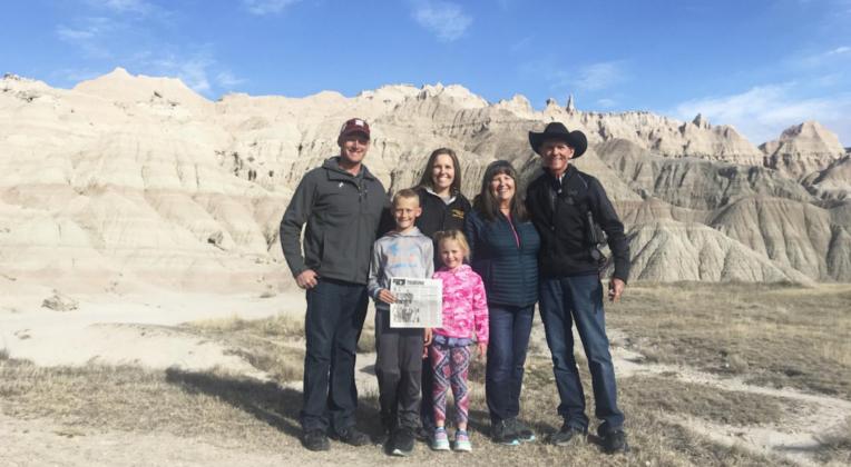 South Dakota’s Badlands National Park in November with Dane, Gerri, Teal and Danielle Peterson and Daniel and Shirley Osborn all of Mullen.