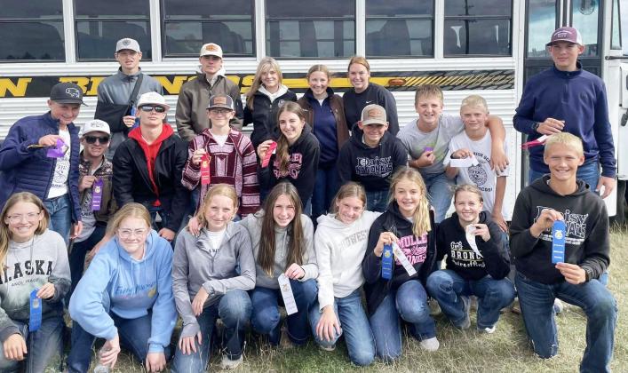 FFA livestock judging competitors, back l-r: Jackson Vinton, Cian Connealy, Georgia Wingebach, Hope Miller, Morgan Hassett. Middle: Bronx Burney, Hayden Morrison, Cody Walker, Oakes Miller, Abby Gracey, Colin Connealy, Hayden Deibler, Weston Ourada, Cort Cox. Front: Chloe Wiese, Kassidy Cheever, Kendall Vinton, Breckyn Burney, Olivia Cox, Kaisley Phipps, Audrabell Werth, Teal Peterson. Kelsey Phillips