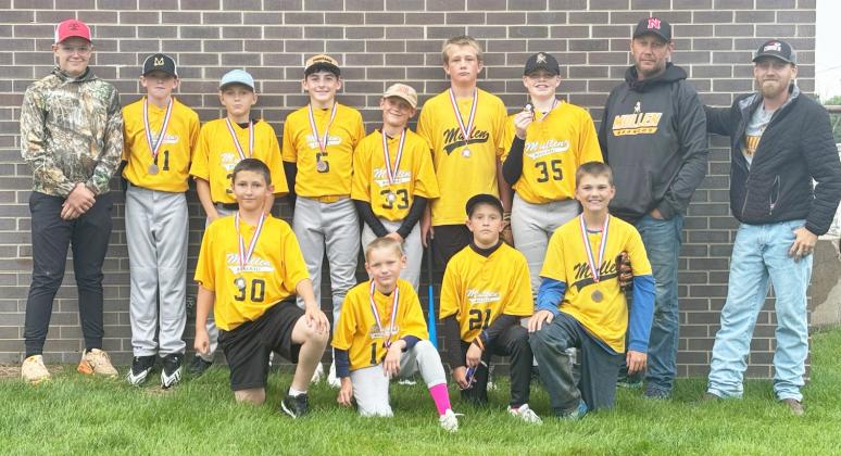 The Mullen baseball team competed in the Sandhills League year-end tournament last week in Stapleton. On Monday, June 22 they beat Arnold and then lost by 2 to Stapleton. They then played Thedford on Thursday, June 25, winning 25-5. Pictured back, l-r: Coach Collin Donohoe, Duke Miller, Kyler Marsh, Zach Hicks, Eli Barnes, Caleb Deibler, Jackson Newman, Coach Josh Barnes, Coach Jason Johnson. Front: Marcus Lattin, Jaxson Barnes, Holt Morrison, Ransom O’Brien. CeCe Coons
