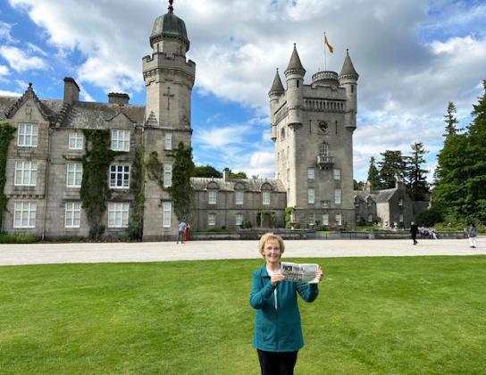 Nancy Beitel on the grounds of Balmoral Castle near Aberdeenshire, Scotland, in May.