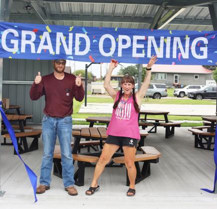 Even though it has already been in use, a ribbon cutting was held for the Village of Mullen’s Swimming Pool Park pavilion prior to the Water Carnival on Monday, July 27. Book the pavilion by calling the Village of Mullen office - 308-546-2625. Pictured celebrating the ribbon cutting are Village Board Chairman Devan Polt and Barb McIntosh who wrote grants to bring this vision to life. Gerri Peterson