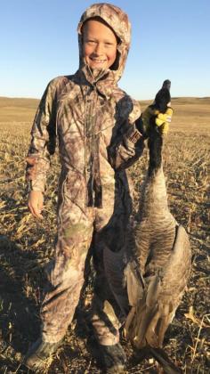 8-year-old Teal Peterson shot his first goose in October.