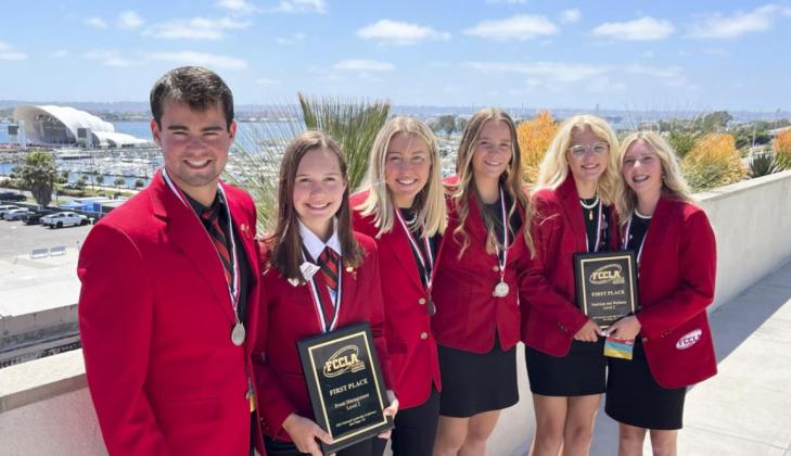 MHS FCCLA National STAR participants, l-r: Samuel Coble, Ashlyn Simonson, Taylor Svoboda, Jadyn Andersen, Tierston Moore, Peyton Paxton. Diana Brost