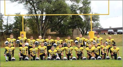 Grades 3-6 Mullen youth football teams are pictured back, l-r: Justin Kraus, Cort Cox, Colin Connealy, Jedd Kraus, Bronx Burney, Carson Hegland, Gunner Brown, Hayden Deibler, Collin Donohoe, Hunter Gray, Teal Peterson. Front: Cylas Dent, Jackson Newman, Ryden Ourada, Caleb Deibler, Tripp Jewell, Luke Cox, Kyler Marsh, Tuff Pettit, Weston Ourada, Duke Miller, Cooper Cash, Lorenzo Gonzalez. Gerri Peterson