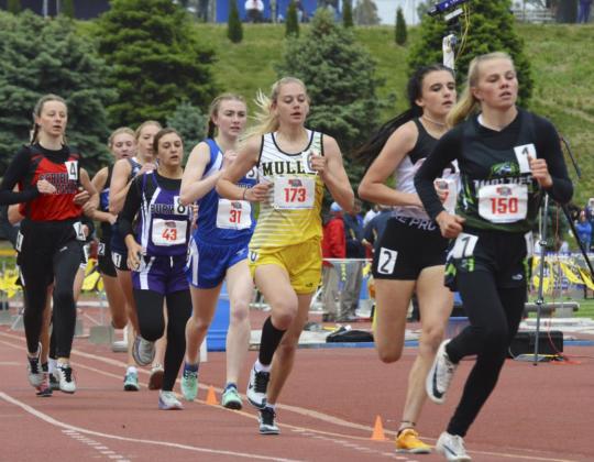 Alli Loughran competing in the 800 at State on Saturday. Alex Moore
