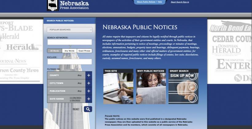 Nebraska newspapers launch public notice website