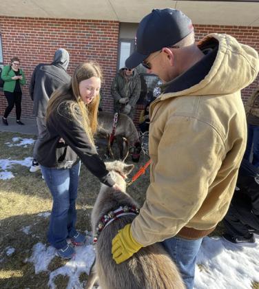 While they were in town every class at the elementary school got to visit the reindeer, then they walked up to the high school before visiting Lori Freeze’s Lots of Love Day Care. Young and old enjoyed seeing the reindeer around town. A big thank you to Flip Licking and Bryan Miller for their time.