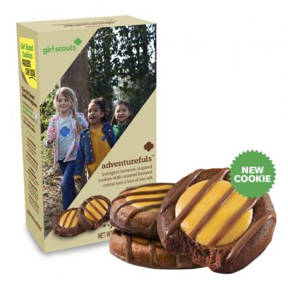 New to the Girl Scout Cookie lineup this year is Adventurefuls - brownie-inspired cookies with caramel-flavored créme. courtesy photo