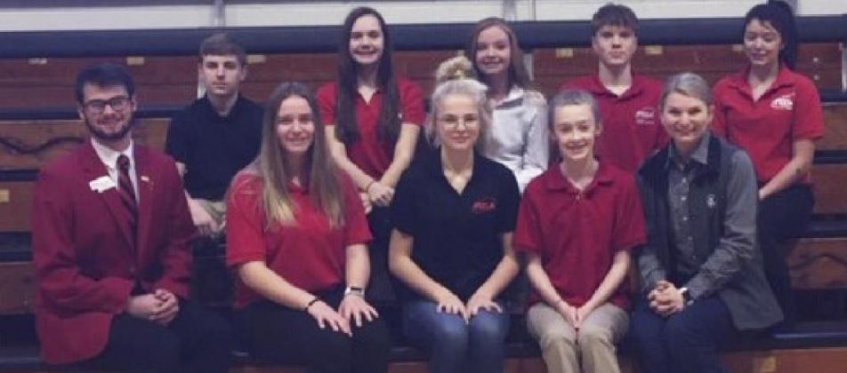 FCCLA District STAR competitors, back l-r: Kyle Finney, Ashlyn Simonson, Kierstin Pike, Ethan Hardin, Medora DeNaeyer. Front: Samuel Coble, Jadyn Andersen, Tierston Moore, Sydnee Cheever, Faith Miller. Diana Brost