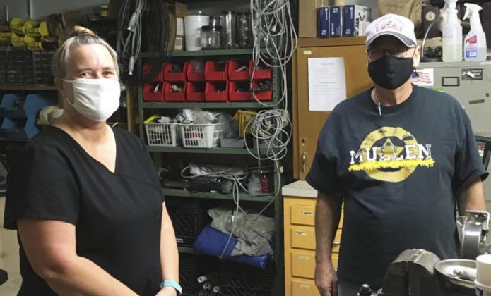 Housekeeper Patty Wadas and Environmental Services Director Darrell Leibhart.