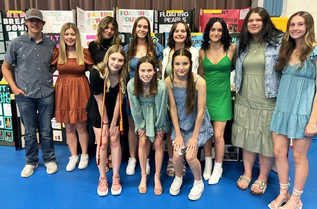The Spanish Honor Society “Los Broncos” were recognized last week at Honors Night, with the seniors receiving their cords for graduation. Pictured back, l-r: Jarren Forsen, Keragan Welch, Medora DeNaeyer, Jadyn Andersen, Ashlyn Simonson, Fayth Brown, Mia Flores-Green, Allie Boyer. Front: Erika Massey, Brooke Williams, Maggie Haesler. Dominique Werner
