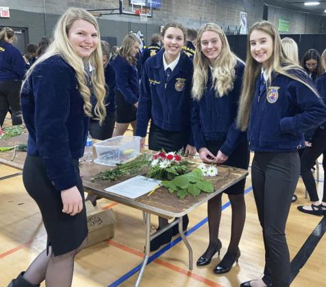 Senior floriculture team, l-r: Faith Miller, Jordyn McDowell, Alli Loughran, Whitney Jennings. Jaylynn Ravenscroft