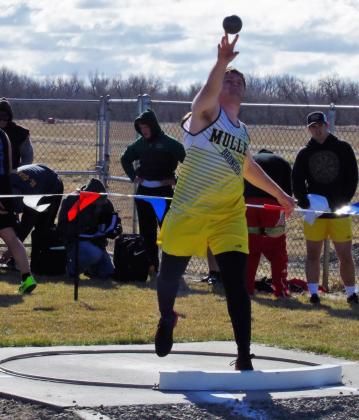 Tel Kvanvig competes in the shot put at Hershey last Saturday, where he placed third. Barb McIntosh