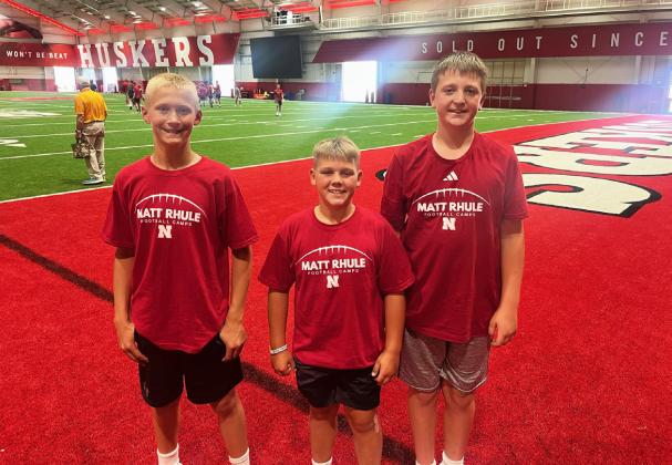 Attending the June 18 camp for grades 7-8 were, l-r: Teal Peterson, Carson Hegland and Hayden Deibler. Tate Kvanvig attended the Thursday Night Throwdown camp for 9th-Jr. College students on June 19. Dane Peterson