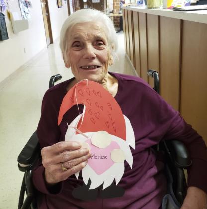 Marlene Dykes with her adorable gnome from the elementary kids.