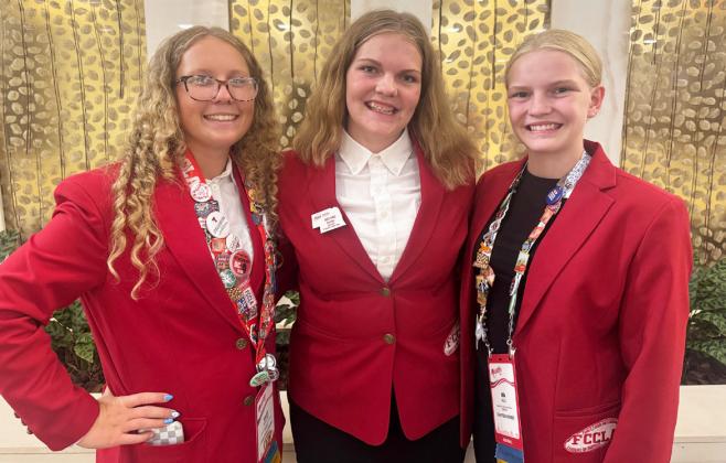 L-r: Riley Hegland, Maci Walz and Ava Walz at National FCCLA in Washington, D.C. Kelli Walz