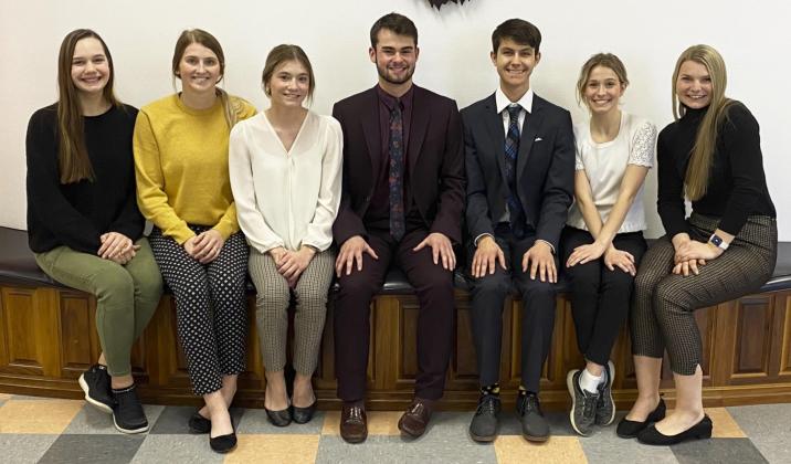 The MHS speech team placed 4th at District competition last week, with four state qualifiers. Pictured l-r: Ashlyn Simonson - state qualifier, Hanna Marshall - state qualifier, Josey French, Samuel Coble - state qualifier, Hayden Jennings, Isabel Williams - state qualifier, Faith Miller. Megan Andersen