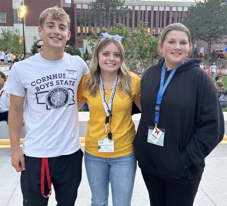 Representing Mullen in Lincoln June 1-7 at Cornhusker Boys State and Cornhusker Girls State were, l-r: Alex Werner attending Boys State, Lauren Schoonveld as a Girls State counselor and Hannah O’Brien attending Girls State. courtesy photo