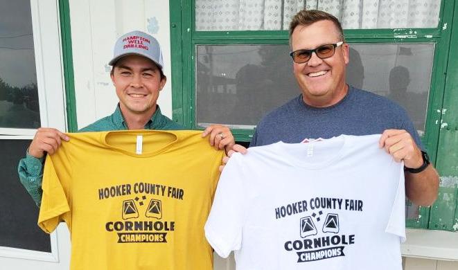 Luke Peters and Mike Kvanvig were the winners of the Hooker County Fair Cornhole Tournament last Friday. Ryan Ridenour