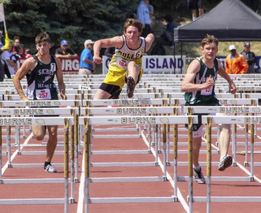 Chase Gracey running the 110 hurdles in the prelims on Friday.