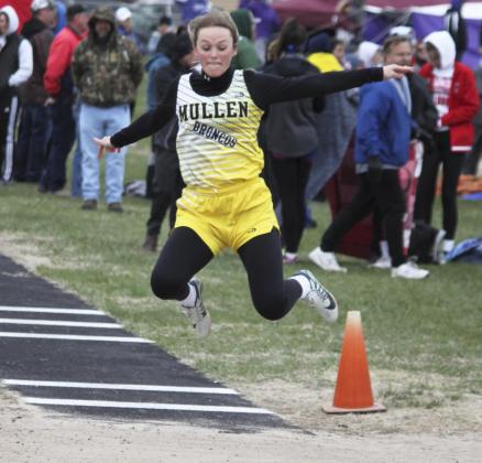 Lindey Coble competing in the long jump last Friday.