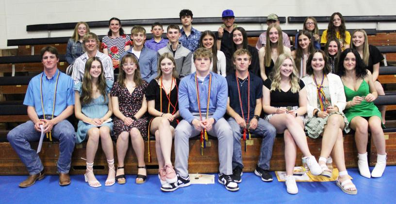 Outstanding Students, back l-r: Kassidy Cheever, Orabella Heaton, Colin Connealy, Jaylon Forsen, Chase Rundback, Justin Kraus, Chloe Wiese, Ava Kvanvig. Middle: Justin French, Alex Werner, Cayden Hampton, Ella Rice, Jenna Donohoe, Sydnee Cheever, Abigail Gracey, Breckyn Burney, Izzy Hoyt. Front: Chase Gracey, Allie Boyer, Malia Oltmer, Erika Massey, Ethan Hardin, Kyle Finney, Samantha Cheever, Ashlyn Simonson, Fayth Brown. Not pictured: Trinity Marks, Teegan Pohot. Gerri Peterson