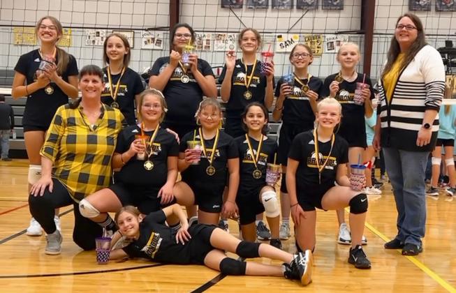 The Mullen youth volleyball 5th-6th grade team won their own tournament on Oct. 29. Other teams competing were Hyannis, Valentine, Ainsworth and Thedford. Pictured back, l-r: Yasmine Alarcon, Langston Pohlmeier-Fajardo, Pandora Gray, Ava Kvanvig, Chloe Weise, Hadley Marsh, Coach Arla Kvanvig. Kneeling: Coach Barb McIntosh, Jocelyn Oliveira, Bella Coetzee, Luciana Gonzalez, Ava Walz. Front: Olivia Cox.