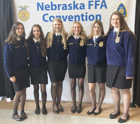 High school FFA members attending State FFA, l-r: Allie Boyer, Maggie Haesler, Faith Miller, Alli Loughran, Medora DeNaeyer, Mia Flores-Green.