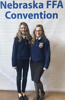 Junior high FFA members at State - Ady Hampton (left) and Hope Miller.
