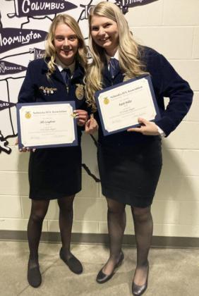 State FFA Degree recipients - Alli Loughran and Faith Miller.