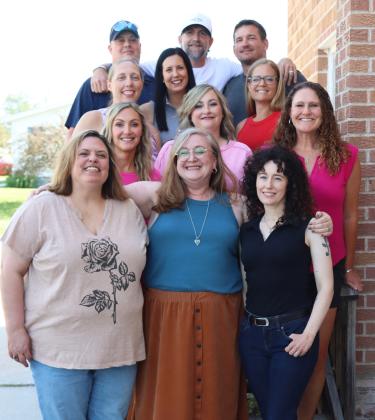 Class of 2000 - 25 years: Back, l-r: TJ Swendener, Andy Anders, Trent LaBore. 3rd row: Stephanie (Wright) Guy, Maria (Younkin) Kruse, Mellissa Donohoe. 2nd row: Dana (Hampton) Forsberg, Denise (Hampton) Hoyt, Melissa (Phillips) Shepherd. Front: Laci Dady, Nicci Boots, DeeDee (Neumeyer) Oltmer.