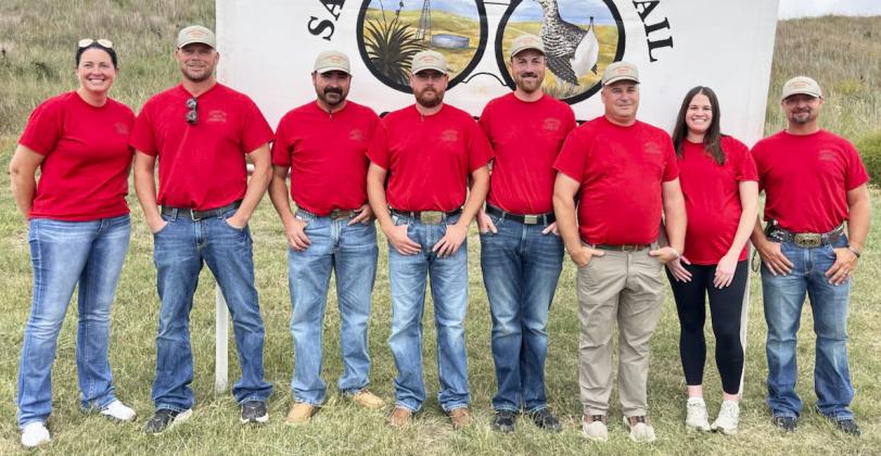 Sandhills Sharptail Shootout committee members, l-r: Shauna Donohoe, Tim Andersen, JW Schmid, Shane Carr, Billy Casey, Brandon Boyer, Emily McIntosh, Ethan Kearns. Dane Peterson