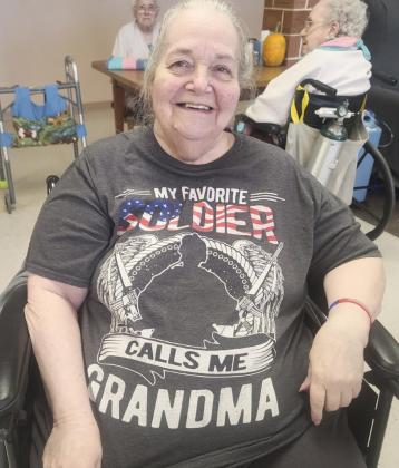 Ann Connell showing off her shirt.