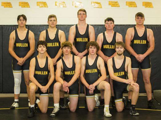 MHS Wrestling, back l-r: Jarren Forsen, James Kessler, Chase Gracey, Owen Thorberg, Tate Kvanvig. Front: Jaylon Forsen, Cooper Walker, Jason Kraus, Jacob Wingebach. Megan Andersen