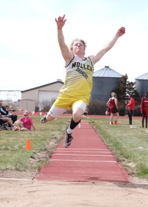 Justin French competing in the triple jump at Grant - a new event for him, which he placed 5th in. Carolee Brown
