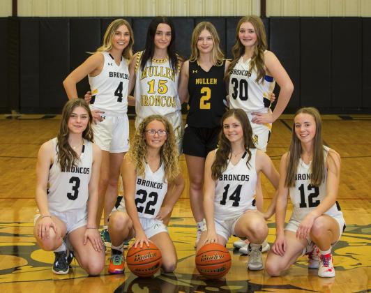 MHS Girls Basketball, back l-r: Peyton Paxton, Fayth Brown, Erika Massey, Hayley Donohoe. Front: Georgia Wingebach, Riley Hegland, Kalli Licking, Harper Andersen. Not pictured: Orabella Heaton, Lauren Schoonveld. Megan Andersen