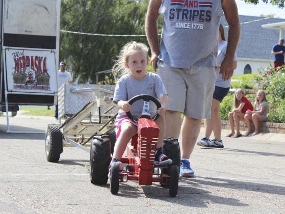 Kinley Crisp won the 4-year-old girl division of the Pedal Tractor Pull last Saturday. Gerri Peterson