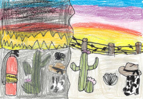 Avery Vinton’s drawing depicting her winning fair theme, “Country Strong All Year Long.”