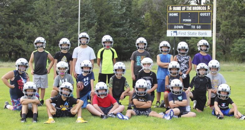 The Mullen youth football teams have begun practicing. Pictured back, l-r: Hayden Deibler, Colby Kessler, Andrew Byrd, Cian Connealy, Hayden Morrison, Cody Walker, Jack Coble, Bo Pettit. Middle: Aaron Johnson, Colin Connealy, Bronx Burney, Brandt Mundorf, Cort Cox, Gunner Brown, Oakes Miller, Justin Kraus. Front: Teal Peterson, Braylon Kuncl, Cooper Cash, Carson Hegland, Collin Donohoe, Weston Ourada. Gerri Peterson