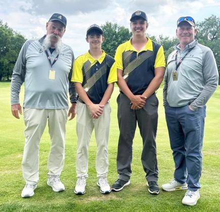 Head Coach Mike Brown, Ben Werner, Jacob Walker and Coach Clint Svoboda in Columbus at State Golf last week