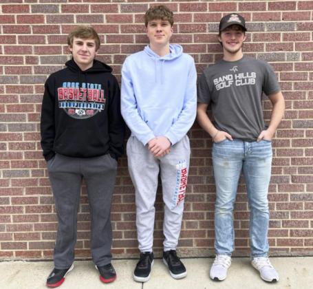 Boys golf team, l-r: Kyle Finney, Ethan Hardin, Brady Oltmer. Gerri Peterson