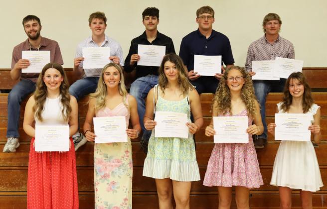 Sportsmanship award winners, back l-r: Jacob Wingebach, Brandon Harrdin, Jaylon Forsen, Daniel Wright, Justin French. Front: Hope Miller, Peyton Paxton, Medora DeNaeyer, Riley Hegland, Brooke Williams.