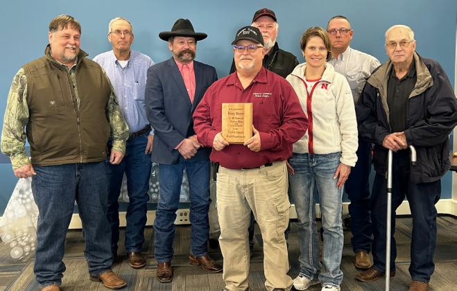 Past and present Cherry County Commissioners honored Doug Boyer last month at a retirement party. courtesy photo