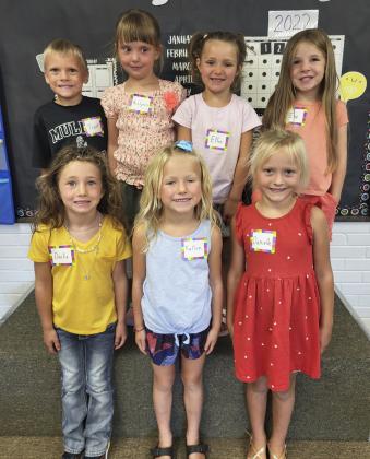 Kindergarten Roundup was held at Mullen Elementary last Thursday, Aug. 4. Mullen begins school this Thursday, Aug. 11. Kindergartners are pictured back, l-r: Trent Cox, Aislynn Connealy, Ellie Licking, Eve Ericksen. Front: Dailie Dent, Fallon Lee, Danielle Peterson. Leanne DeKay